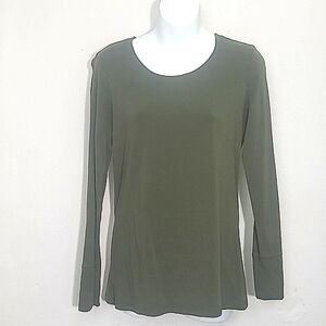 A.n.a Long sleeve t shirt round neck military olive green crew neck